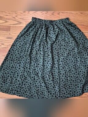 Green Polka Dot A-Line Skirt